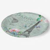 Parijs-Eiffeltoren-Bloem-Floral--Rozen Papieren Bordje (Gekanteld)
