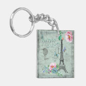 Parijs-Eiffeltoren-Bloem-Floral--Rozen Sleutelhanger (Voorkant Links)