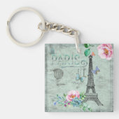 Parijs-Eiffeltoren-Bloem-Floral--Rozen Sleutelhanger (Voorkant)