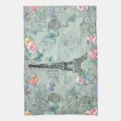 Parijs-Eiffeltoren-Bloem-Floral--Rozen Theedoek (Verticaal)