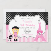 Parijs Eiffeltoren blond meisje verjaardagsfeestje Kaart (Voorkant)