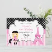 Parijs Eiffeltoren blond meisje verjaardagsfeestje Kaart (Staand voorkant)