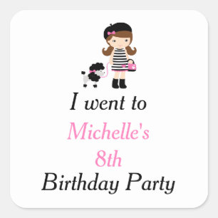 Parijs Eiffeltoren Brunette Girl 'Ik ging naar' Vierkante Sticker