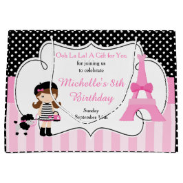 Parijs Eiffeltoren Brunette Meisje Groot Cadeauzakje