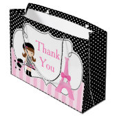 Parijs Eiffeltoren Brunette Meisje Groot Cadeauzakje (Achterkant Gekanteld)