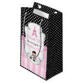 Parijs Eiffeltoren Brunette Meisje Klein Cadeauzakje (Voorkant Gekanteld)