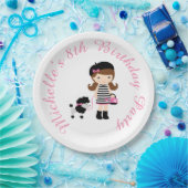 Parijs Eiffeltoren Brunette Meisje Papieren Bordje (Feest)