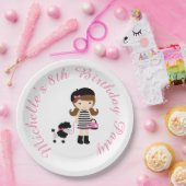 Parijs Eiffeltoren Brunette Meisje Papieren Bordje (Feest)