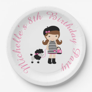 Parijs Eiffeltoren Brunette Meisje Papieren Bordje