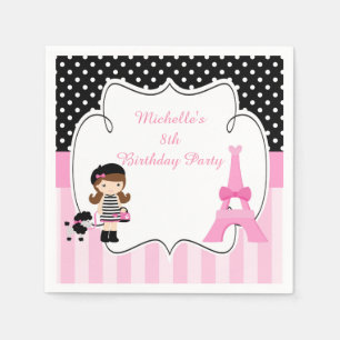 Parijs Eiffeltoren Brunette Meisje Servet