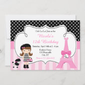 Parijs Eiffeltoren Brunette meisje verjaardagsfees Kaart (Voorkant)