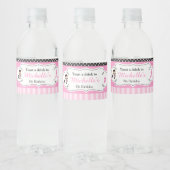 Parijs Eiffeltoren Brunette Meisje Waterfles Etiket (Flessen)