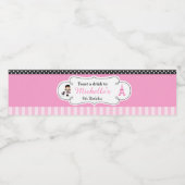 Parijs Eiffeltoren Brunette Meisje Waterfles Etiket (Enkel label)