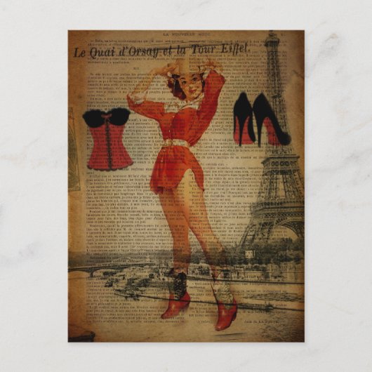 Parijs Eiffeltoren  Corset Lingerie Party Briefkaart (Voorkant)