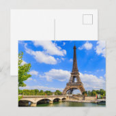 Parijs, Eiffeltoren en de Seine, Frankrijk. Feestdagenkaart (Voorkant / Achterkant)