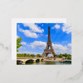 Parijs, Eiffeltoren en de Seine, Frankrijk. Folie Feestdagen Briefkaart (Voorkant / Achterkant)