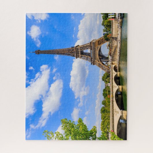 Parijs, Eiffeltoren en de Seine, Frankrijk. Jigsa Legpuzzel (Verticaal)