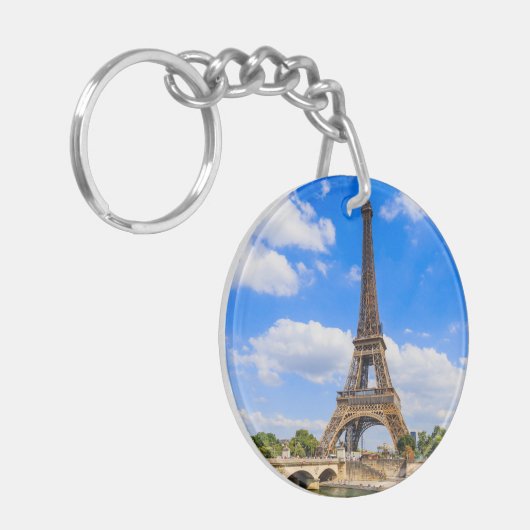 Parijs, Eiffeltoren en de Seine, Frankrijk. Sleutelhanger (Voorkant Links)