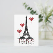 Parijs, Eiffeltoren en Rode ballonnen prachtig Briefkaart (Staand voorkant)