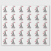 Parijs, Eiffeltoren en Rode ballonnen prachtig Cadeaupapier (Vlak)