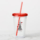Parijs-, Eiffeltoren- en Rode Heart-ballonnen Acryl Drinkbeker (Achterkant)