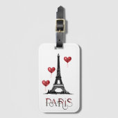 Parijs-, Eiffeltoren- en Rode Heart-ballonnen Bagagelabel (Voorkant (verticaal))