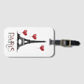 Parijs-, Eiffeltoren- en Rode Heart-ballonnen Bagagelabel (Voorkant (horizontaal))