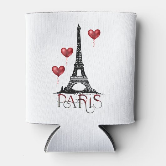 Parijs-, Eiffeltoren- en Rode Heart-ballonnen Blikjeskoeler (Voorkant)