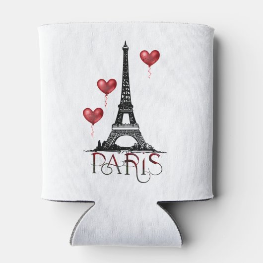 Parijs-, Eiffeltoren- en Rode Heart-ballonnen Blikjeskoeler (Achterkant)