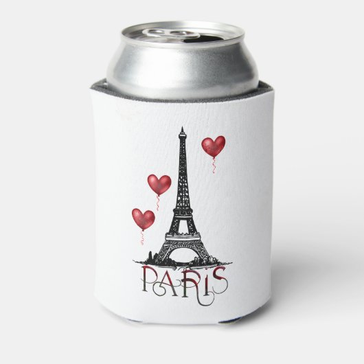 Parijs-, Eiffeltoren- en Rode Heart-ballonnen Blikjeskoeler (Blikje Achterkant)