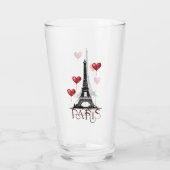 Parijs-, Eiffeltoren- en Rode Heart-ballonnen Glas (Achterkant)