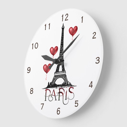 Parijs-, Eiffeltoren- en Rode Heart-ballonnen Grote Klok (Hoek)