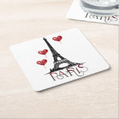 Parijs-, Eiffeltoren- en Rode Heart-ballonnen Kartonnen Onderzetters (Schuin)