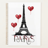 Parijs-, Eiffeltoren- en Rode Heart-ballonnen Planner (Voorkant)
