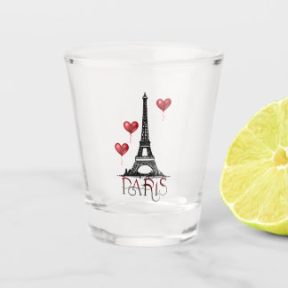 Parijs-, Eiffeltoren- en Rode Heart-ballonnen Shot Glas