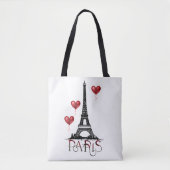 Parijs-, Eiffeltoren- en Rode Heart-ballonnen Tote Bag (Voorkant)