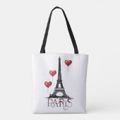 Parijs-, Eiffeltoren- en Rode Heart-ballonnen Tote Bag (Achterkant)