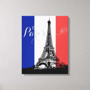 Parijs Eiffeltoren Frankrijk Vlag Monogram Canvas Afdruk