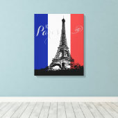 Parijs Eiffeltoren Frankrijk Vlag Monogram Canvas Afdruk (Insitu (Houten vloer))