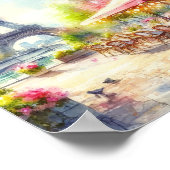 Parijs Eiffeltoren Frankrijk Waterverf Poster (Hoek)