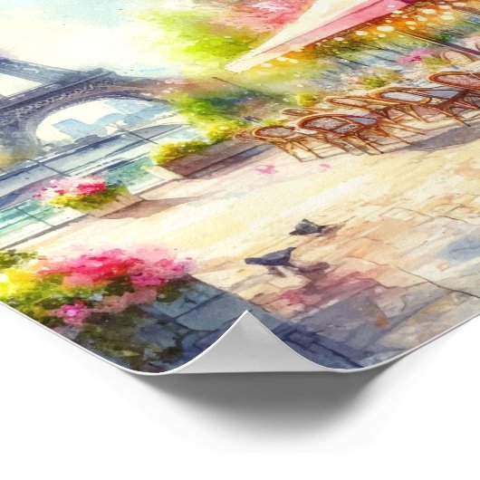 Parijs Eiffeltoren Frankrijk Waterverf Poster (Hoek)