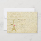 Parijs Eiffeltoren goud & roze elegante RSVP-kaart RSVP Kaartje (Achterkant)