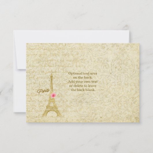 Parijs Eiffeltoren goud & roze elegante RSVP-kaart RSVP Kaartje (Achterkant)