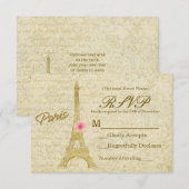 Parijs Eiffeltoren goud & roze elegante RSVP-kaart RSVP Kaartje (Voorkant / Achterkant)