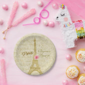 Parijs Eiffeltoren Gouden & Roze Glamour Party Papieren Bordje (Feest)