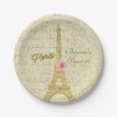 Parijs Eiffeltoren Gouden & Roze Glamour Party Papieren Bordje (Voorkant)