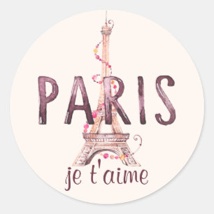 Parijs/Eiffeltoren Ik Hou van Jou "I Love You" Ronde Sticker