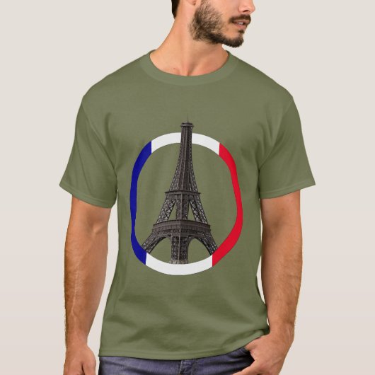 Parijs Eiffeltoren in Circle Unisex T-shirt (Voorkant)