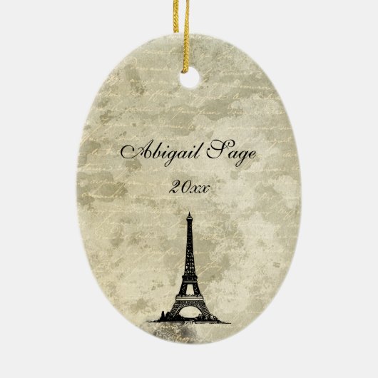 Parijs, Eiffeltoren  Kerstmis Keramisch Ornament (Achterkant)