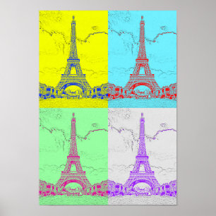 Parijs - Eiffeltoren - Kunst met vintage inspirati Poster